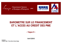 Baromètre KPMG-CGPME sur le financement et l'accès au crédit  - 5ème baromètre > janvier 2010