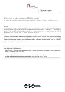 Littorines quaternaires de Méditerranée.  - article ; n°4 ; vol.21, pg 211-219