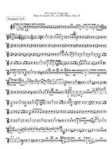 Partition trompette 1, 2 (F), Piano Concerto No.1, Op.23, B♭ minor