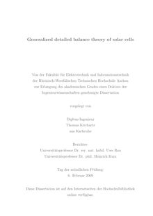 Generalized detailed balance theory of solar cells [Elektronische Ressource] / vorgelegt von Thomas Kirchartz