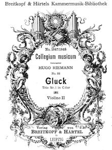 Partition violon 2, 6 Trio sonates, Gluck, Christoph Willibald