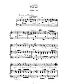 Partition complète (G minor: haut voix et piano), Madrigal
