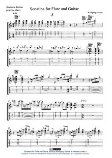 Partition work sheet pour guitare seulement, Sonatina pour flûte et guitare (2009)