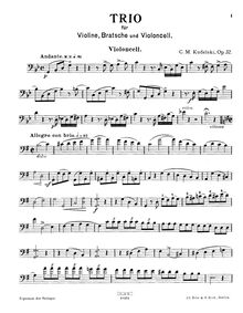 Partition violoncelle, corde Trio, G major, Kudelski, Carl Matthias