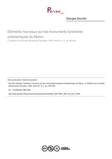 Eléments nouveaux sur les monuments funéraires préislamiques du Maroc - article ; n°2 ; vol.62, pg 482-493