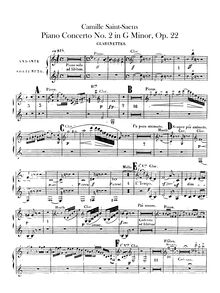 Partition clarinette 1/2 (B♭), Deuxième Concerto pour Piano et Orchestre, Op.22