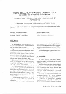EFECTO DE LA L-CARNITINA SOBRE LOS RESULTADOS TECNICOS DE LECHONES DESTETADOS  (THE EFFECT OF L-CARNITINE ON TECHNICAL RESULTS OF WEANING PIG)