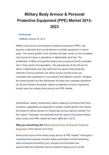 Military Body Armour & Personal Protective Equipment (PPE) Market 2013-2023