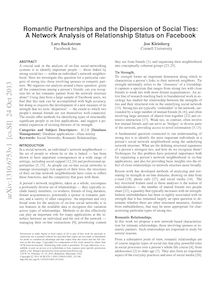 Romantic Partnerships and the Dispersion of Social Ties : A Network Analysis of Relationship Status on Facebook