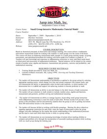 Small Group Intensive Mathematics Tutorial Model 4u 2009-10