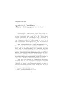 Evelyne Hurtado La répétition de Freud à Lacan « Répéter : destin ...