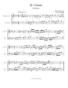 Partition Seventh en dessous, 15 Two-, partie Canons pour Brass