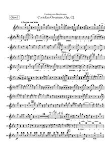Partition hautbois 1, 2, Coriolanus Overture, Op. 62, Overture to Heinrich Joseph von Collin s Tragedy Coriolan