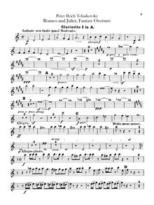 Partition clarinette 1, 2 (A), Romeo et Juliet, Ромео и Джульетта (Romeo i Dzhulyetta)