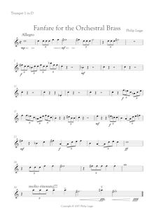 Partition Alternate parties: trompette 1 (en D), Fanfare pour pour Orchestral Brass
