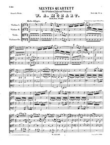 Partition complète, corde quatuor No.9, A major, Mozart, Wolfgang Amadeus par Wolfgang Amadeus Mozart