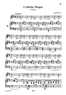 Partition , [O liebliche Wangen], 5 chansons, Brahms, Johannes