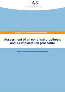 Prothèse épirétinienne et son acte d implantation - Summary - Assessment of an epiretinal prosthesis