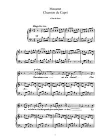 Partition complète (F Major: haut voix et piano), Chanson de Capri