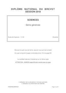 Sujet Brevet Sciences Série G 2018