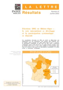 Elections 2002 en Rhône-Alpes : le vote intermittent se développe et la participation systématique se dégrade
