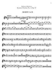 Partition trompette 1, 2 (en B♭), Leonora Overture No. 3, C major