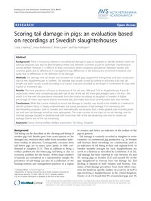 Scoring tail damage in pigs: an evaluation based on recordings at Swedish slaughterhouses