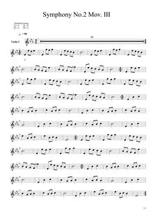 Partition violons I, Symphony No.2 en E-flat major, E♭ major, Chase, Alex par Alex Chase