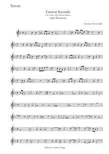 Partition ténor (g clef), Canzon Seconda à , Canto Alto ténor Basso
