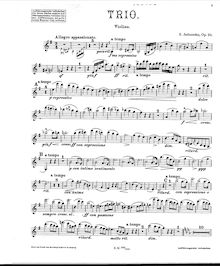 Partition violon et violoncelle parties, Piano Trio No.2, Op.20