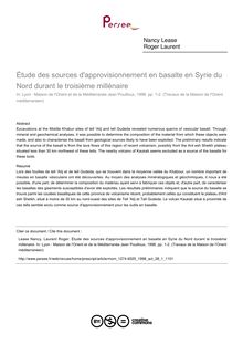 Étude des sources d approvisionnement en basalte en Syrie du Nord durant le troisième millénaire - article ; n°1 ; vol.28, pg 83-91