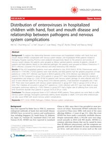 Distribution of enteroviruses in hospitalized children with hand, foot and mouth disease and relationship between pathogens and nervous system complications