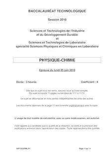 Bac Physique-chimie séries STI2D/STL SPCL