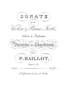 Partition parties complètes, violon Sonata, A minor, Baillot, Pierre