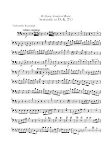 Partition violoncelles / Double Basses, Serenade, Serenade No.7 ; Haffner Serenade