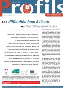 Les difficultés face à l écrit en Nord-Pas-de-Calais