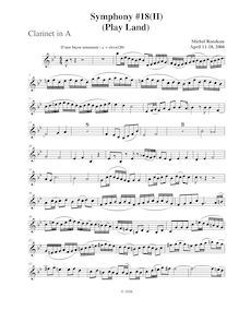 Partition clarinette, Symphony No.18, B-flat major, Rondeau, Michel par Michel Rondeau