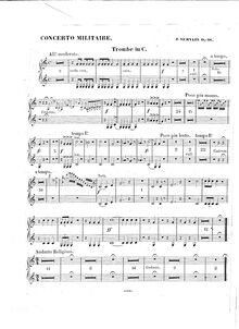 Partition Trombe en C (2) , partie, Concerto Militaire Op.18, Servais, Adrien-François