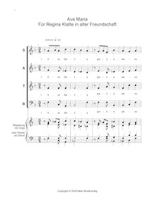Partition Ave Maria - score pour chœur et orgue ou piano, Ave Maria