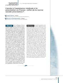 L’accès à l’assistance médicale à la procréation en France : reflet de la norme sociale procréative ? - article ; n°2 ; vol.9, pg 109-114