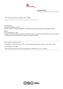 Un Christ pharmacien en 1985 - article ; n°273 ; vol.75, pg 91-95