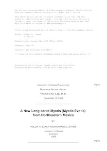A New Long-eared Myotis (Myotis Evotis) From Northeastern Mexico