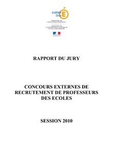 RAPPORT DU JURY CONCOURS EXTERNES DE RECRUTEMENT DE PROFESSEURS DES ECOLES SESSION