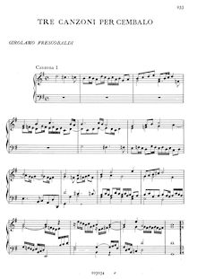 Partition complète, 3 Canzoni per Cembalo, Frescobaldi, Girolamo