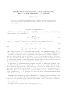 STRONG MAXIMUM PRINCIPLES FOR ANISOTROPIC ELLIPTIC AND PARABOLIC EQUATIONS