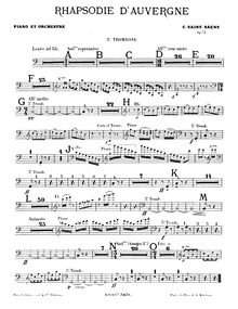Partition Trombone 3, Rhapsodie d Auvergne, Op.73, Saint-Saëns, Camille
