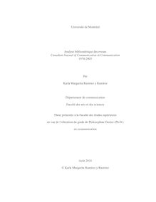Université de Montréal Analyse bibliométrique des revues Canadian ...