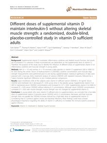 Different doses of supplemental vitamin D maintain interleukin-5 without altering skeletal muscle strength: a randomized, double-blind, placebo-controlled study in vitamin D sufficient adults