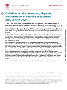 Guidelines on Prevention, Diagnosis and Treatment of Infective Endocarditis