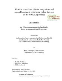 Ab initio embedded cluster study of optical second harmonic generation below the gap of the NiO(001) surface [Elektronische Ressource] / von Khompat Satitkovitchai